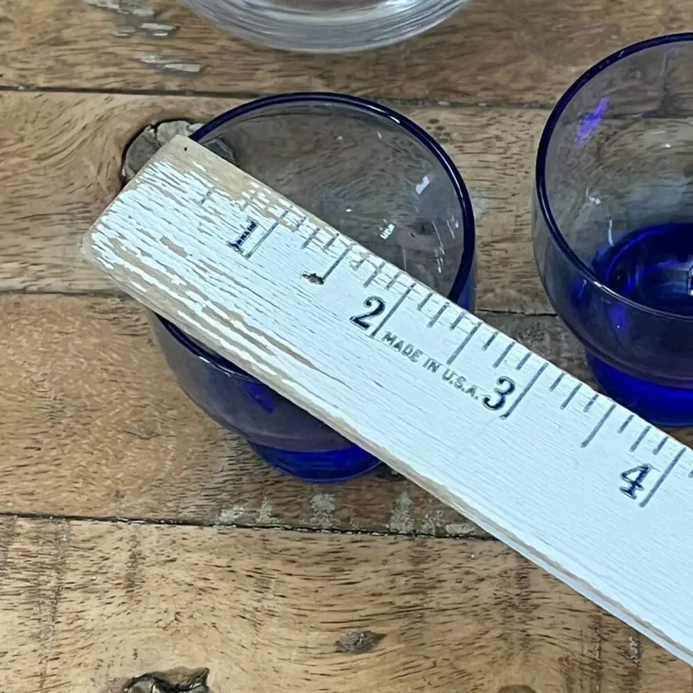 Tokyo Sasaki Glass Cold Sake Set Carafe Cobalt Blue Japanese Mid Century MCM